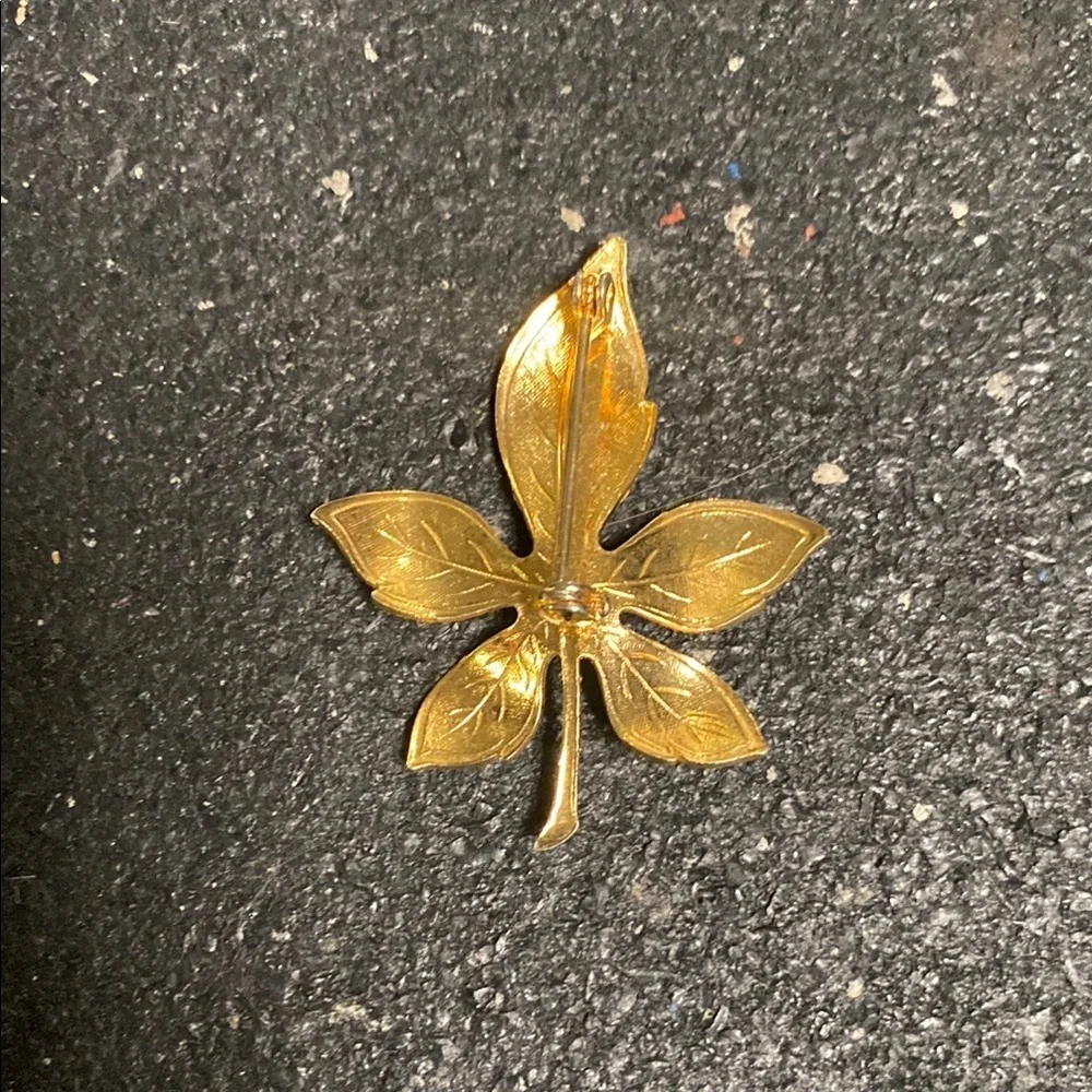Gold and Cream Leaf Brooch
